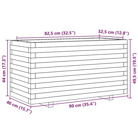 Plantenbak 90x40x49,5 cm geïmpregneerd grenenhout