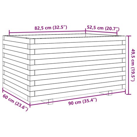Plantenbak 90x60x49,5 cm massief grenenhout