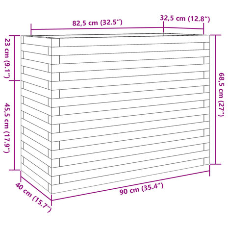 Plantenbak 90x40x68,5 cm geïmpregneerd grenenhout