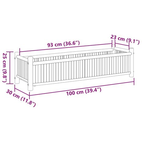 Plantenbak 100x30x25 cm bamboe