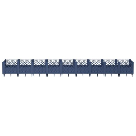 Plantenbak met pinnen 363,5x43,5x43,5 cm polypropeen blauwgrijs