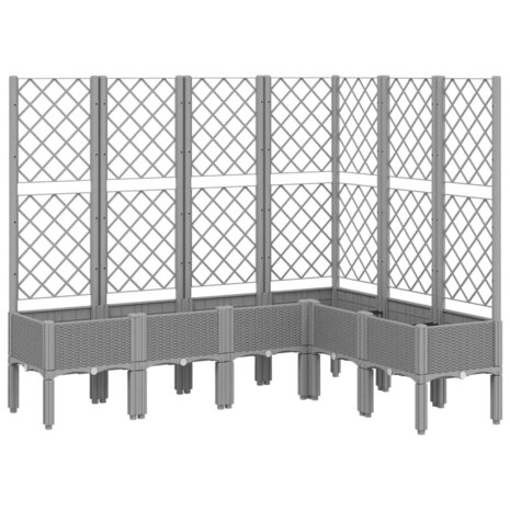 Plantenbak met latwerk 160x120x142 cm polypropeen lichtgrijs