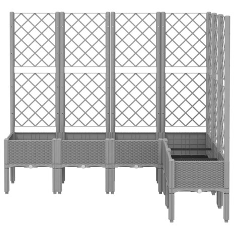 Plantenbak met latwerk 160x120x142 cm polypropeen lichtgrijs