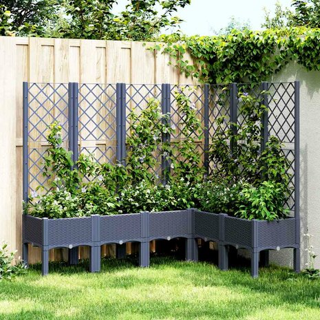 Plantenbak met latwerk 160x120x142 cm polypropeen blauwgrijs