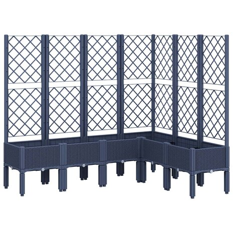 Plantenbak met latwerk 160x120x142 cm polypropeen blauwgrijs