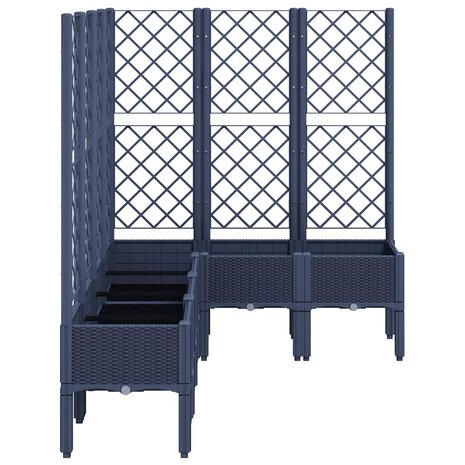 Plantenbak met latwerk 160x120x142 cm polypropeen blauwgrijs