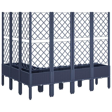 Plantenbak met latwerk 160x120x142 cm polypropeen blauwgrijs