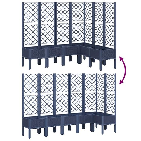 Plantenbak met latwerk 160x120x142 cm polypropeen blauwgrijs