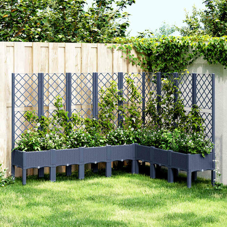 Plantenbak met latwerk 200x160x142 cm polypropeen blauwgrijs