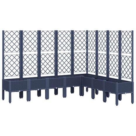 Plantenbak met latwerk 200x160x142 cm polypropeen blauwgrijs