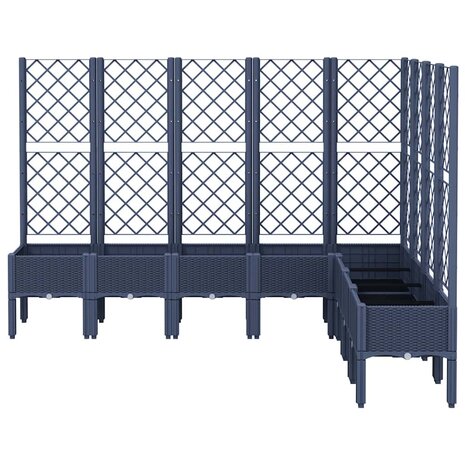 Plantenbak met latwerk 200x160x142 cm polypropeen blauwgrijs