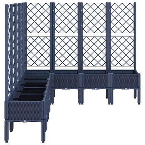 Plantenbak met latwerk 200x160x142 cm polypropeen blauwgrijs