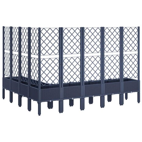 Plantenbak met latwerk 200x160x142 cm polypropeen blauwgrijs