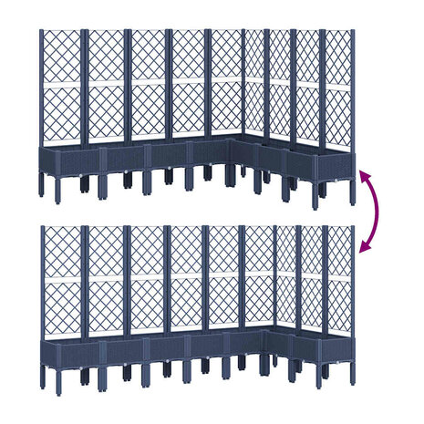 Plantenbak met latwerk 200x160x142 cm polypropeen blauwgrijs