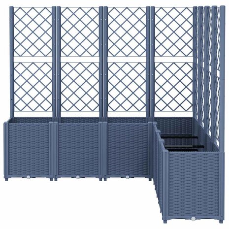 Plantenbak met latwerk 160x160x140 cm polypropeen blauwgrijs