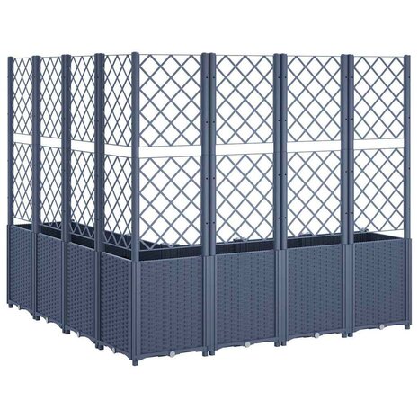 Plantenbak met latwerk 160x160x140 cm polypropeen blauwgrijs