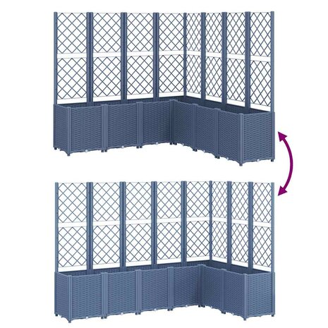 Plantenbak met latwerk 160x160x140 cm polypropeen blauwgrijs