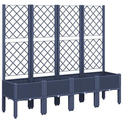 Plantenbak met latwerk 160x40x142 cm polypropeen blauwgrijs