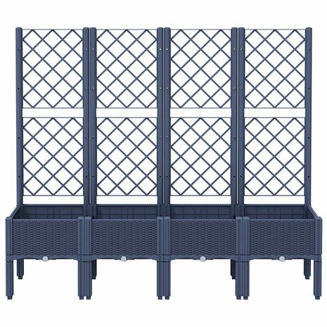 Plantenbak met latwerk 160x40x142 cm polypropeen blauwgrijs
