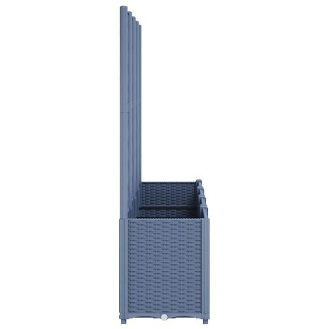 Plantenbak met latwerk 160x40x140 cm polypropeen blauwgrijs