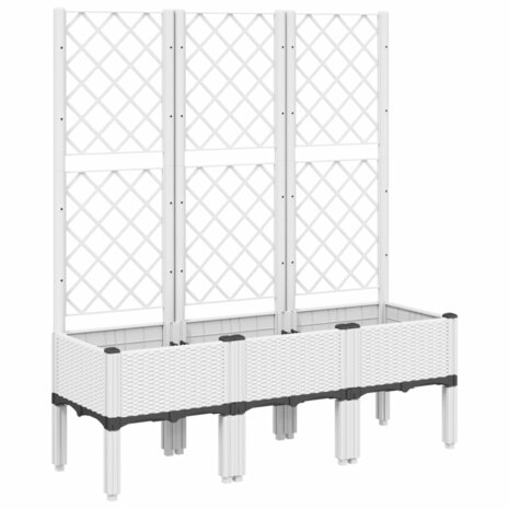 Plantenbak met latwerk 120x40x142 cm polypropeen wit