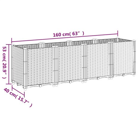 Plantenbak 160x40x53 cm polypropeen blauwgrijs