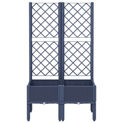 Plantenbak met latwerk 80x40x142 cm polypropeen blauwgrijs