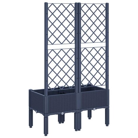 Plantenbak met latwerk 80x40x142 cm polypropeen blauwgrijs
