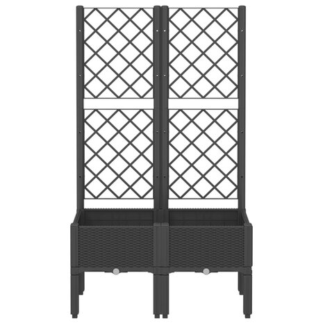 Plantenbak met latwerk 80x40x142 cm polypropeen zwart