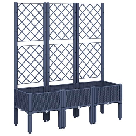 Plantenbak met latwerk 120x40x142 cm polypropeen blauwgrijs