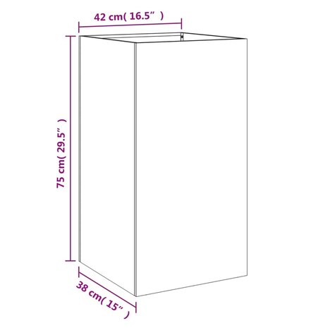 Plantenbak 42x38x75 cm staal wit