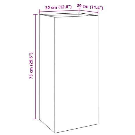 Plantenbak 32x29x75 cm staal antracietkleurig