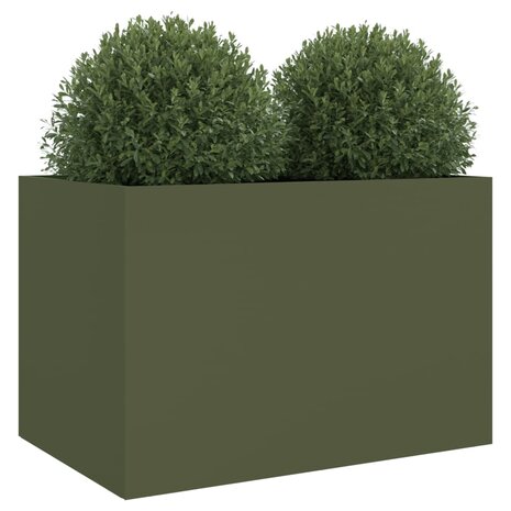 Plantenbak 62x47x46 cm staal olijfgroen