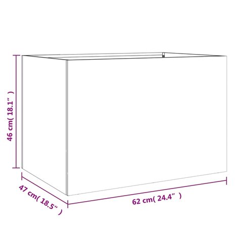 Plantenbak 62x47x46 cm staal olijfgroen