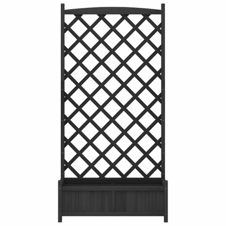 Plantenbak met latwerk massief vurenhout zwart