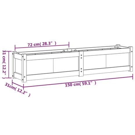 Plantenbak 150x31x31 cm massief douglashout