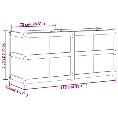 Plantenbak 150x50x70 cm geïmpregneerd grenenhout