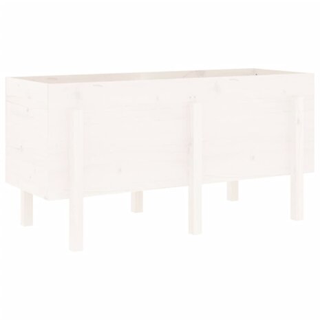 Plantenbak verhoogd 121x50x57 cm massief grenenhout wit