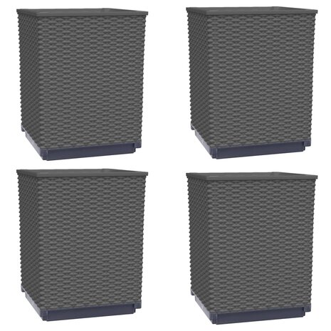 Plantenbakken 4 st 30x30x37 cm polypropeen zwart