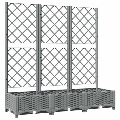 Plantenbak met latwerk 120x40x121,5 cm polypropeen lichtgrijs