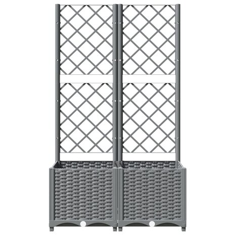 Plantenbak met latwerk 80x40x136 cm polypropeen lichtgrijs