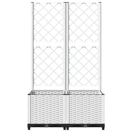 Plantenbak met latwerk 80x40x136 cm polypropeen wit