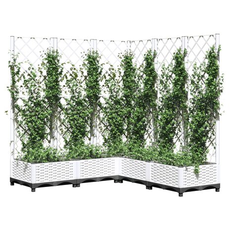 Plantenbak met latwerk 120x120x121,5 cm polypropeen wit