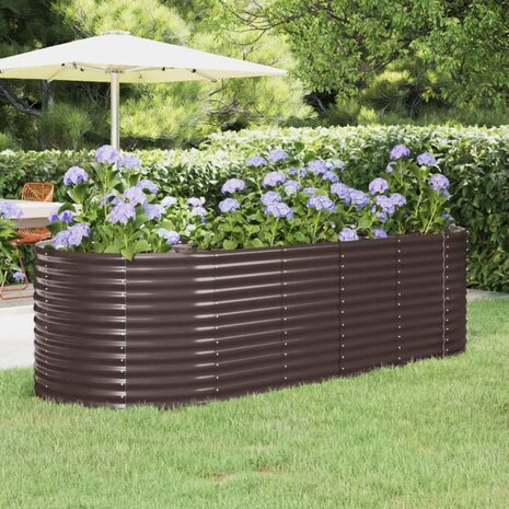 Plantenbak 249x100x68 cm gegalvaniseerd staal bruin