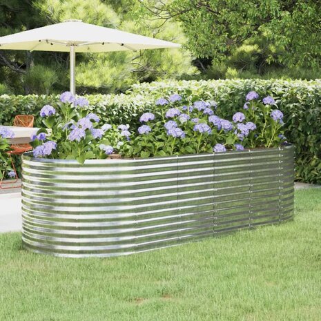 Plantenbak 249x100x68 cm gegalvaniseerd staal zilverkleurig