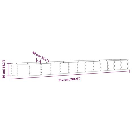 Plantenbak 512x80x36 cm gegalvaniseerd staal groen