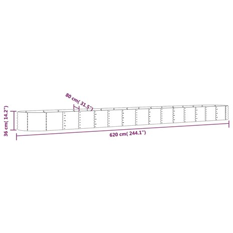 Plantenbak 620x80x36 cm gegalvaniseerd staal bruin