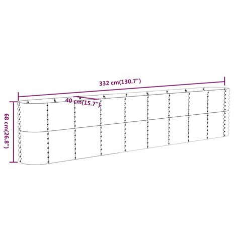 Plantenbak 332x40x68 cm gegalvaniseerd staal bruin