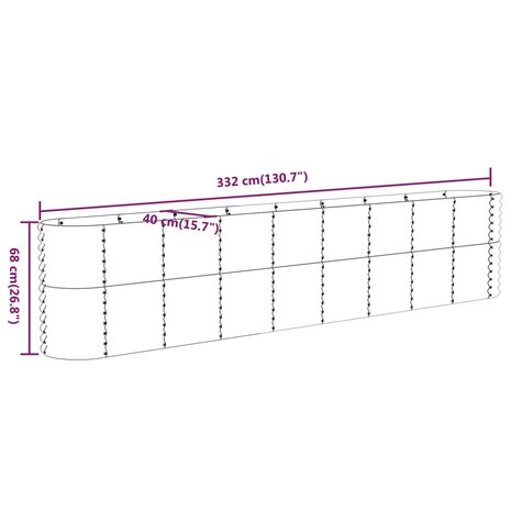 Plantenbak 332x40x68 cm gegalvaniseerd staal grijs