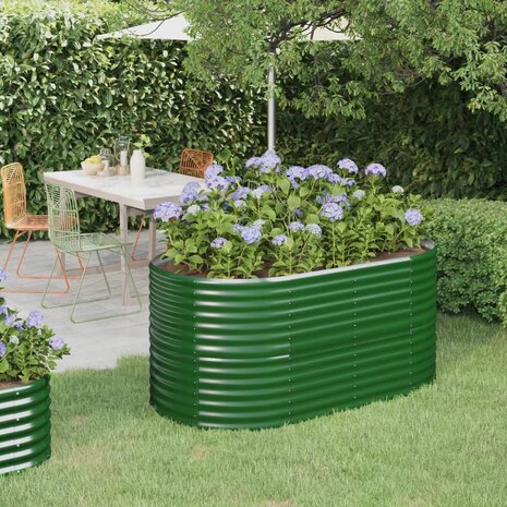 Plantenbak 152x80x68 cm gegalvaniseerd staal groen